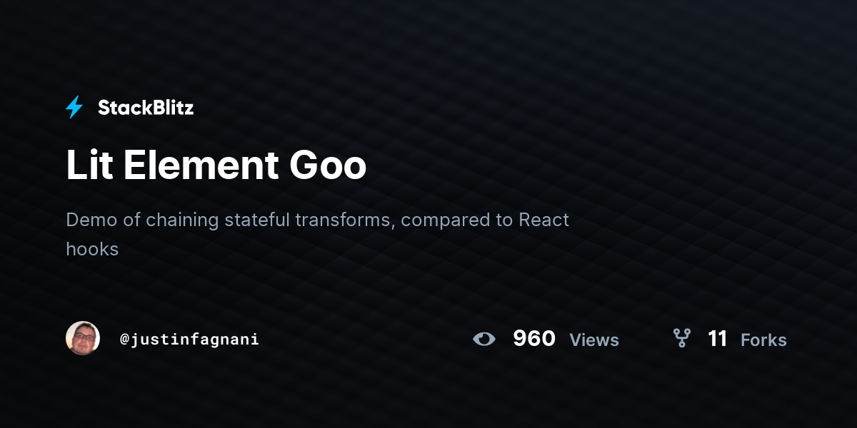 Lit Element Goo - StackBlitz