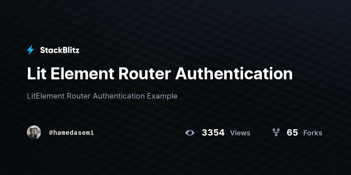 Lit Element Router Authentication - StackBlitz