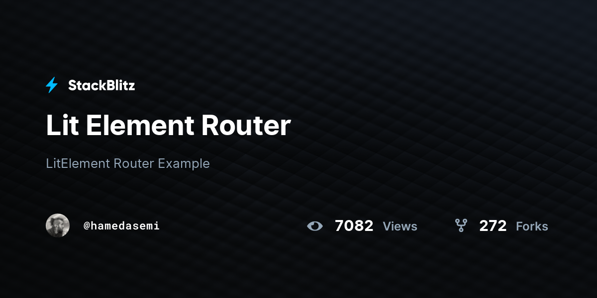 Lit Element Router - StackBlitz