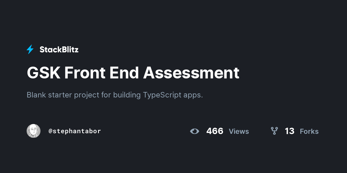 GSK Front End Assessment - StackBlitz