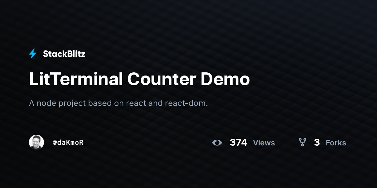 LitTerminal Counter Demo - StackBlitz