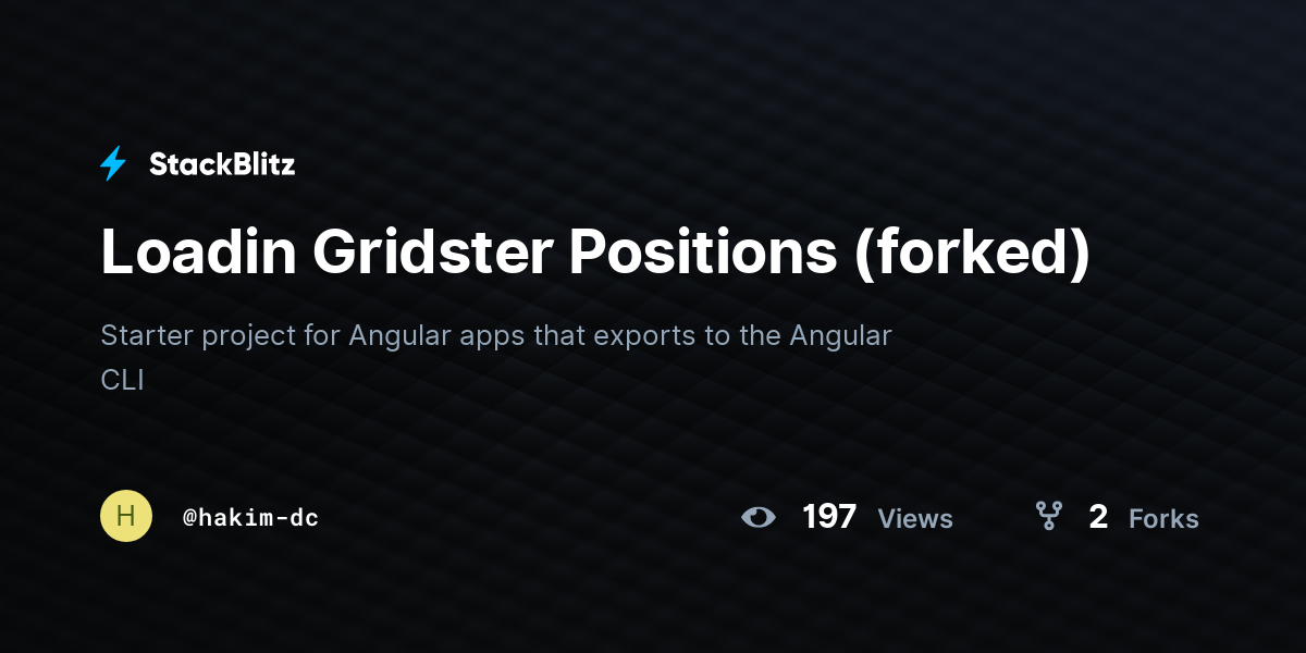 Loadin Gridster Positions (forked) - StackBlitz