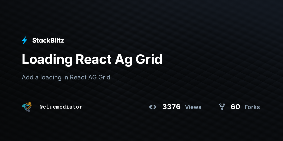 Loading React Ag Grid - StackBlitz