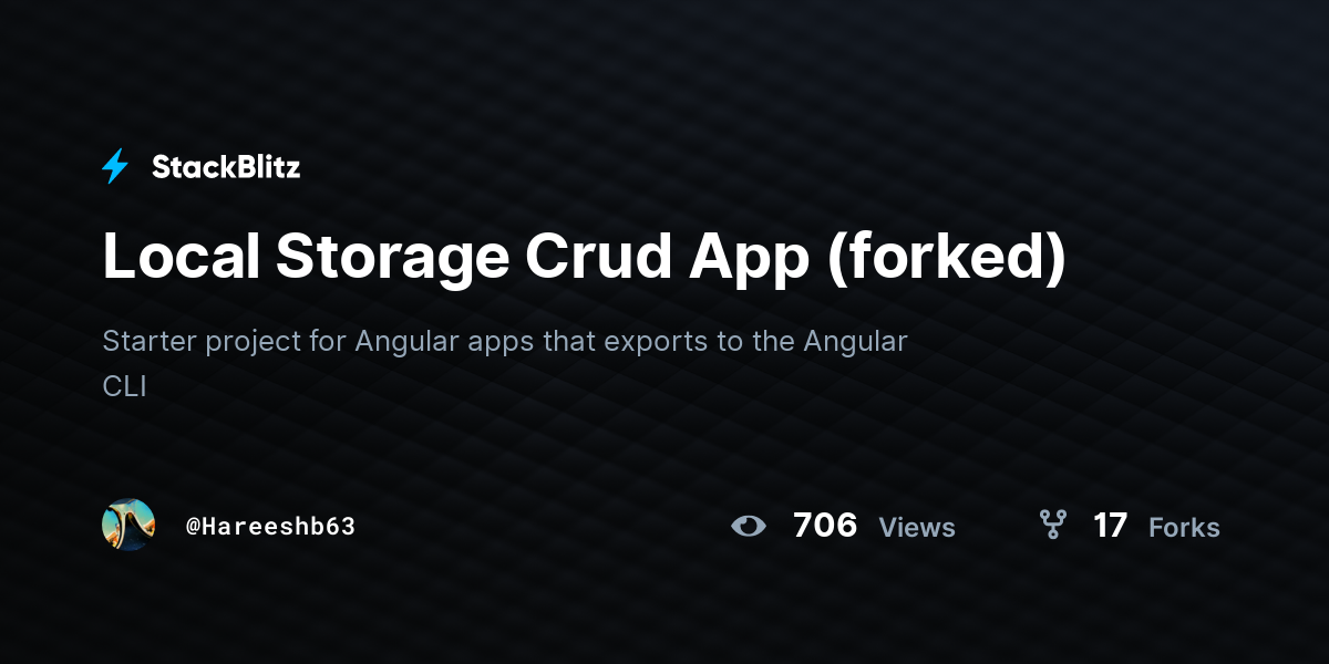 Local Storage Crud App (forked) - StackBlitz