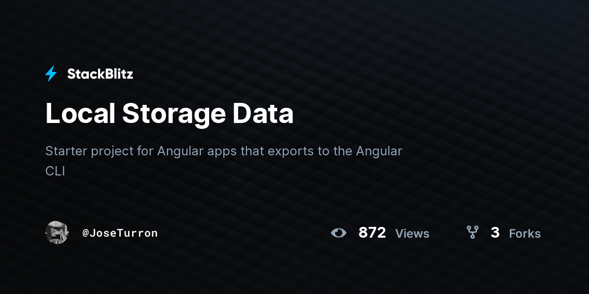 Local Storage Data - StackBlitz
