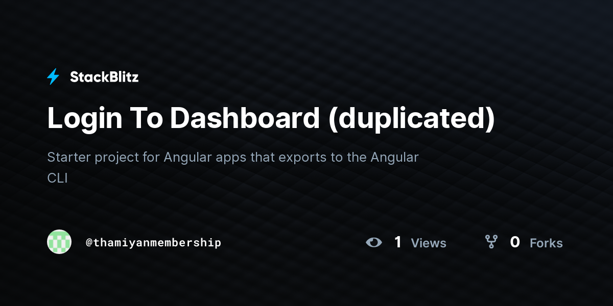 Login To Dashboard (duplicated) - StackBlitz