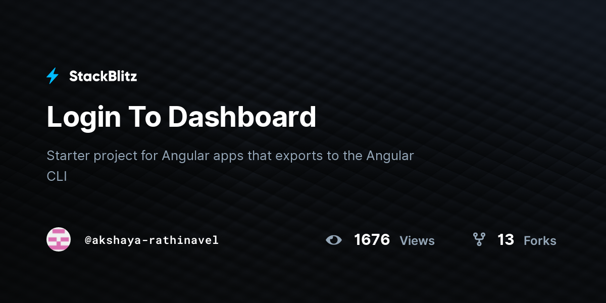Login To Dashboard - StackBlitz