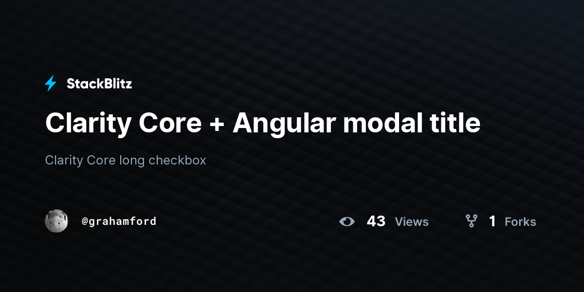 Clarity Core + Angular modal title - StackBlitz