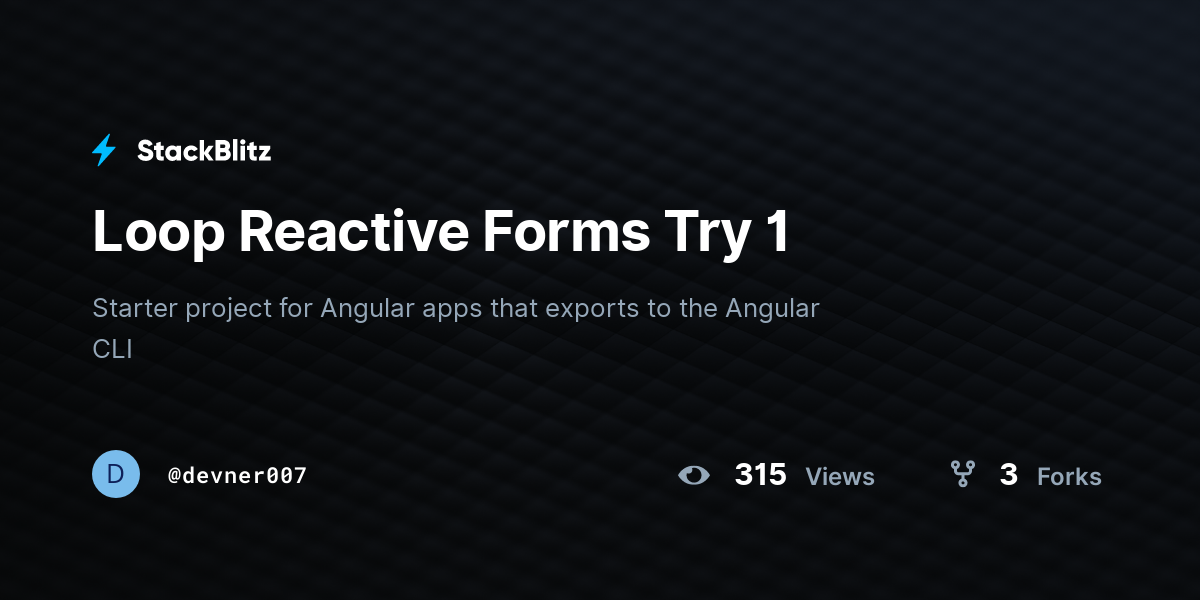 Loop Reactive Forms Try 1 - StackBlitz