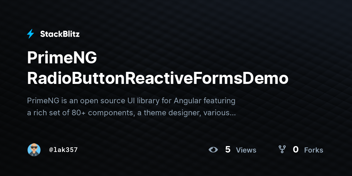 PrimeNG RadioButtonReactiveFormsDemo - StackBlitz