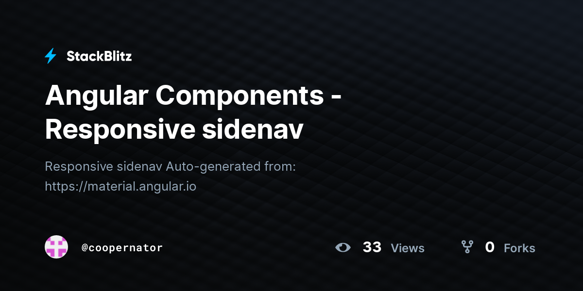 Angular Components Responsive sidenav StackBlitz