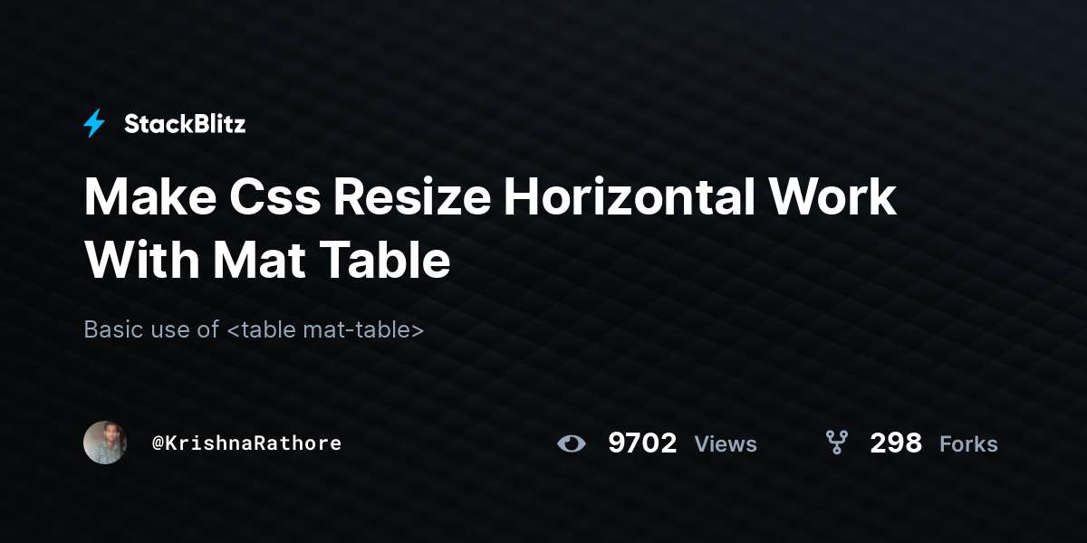Make Css Resize Horizontal Work With Mat Table - StackBlitz