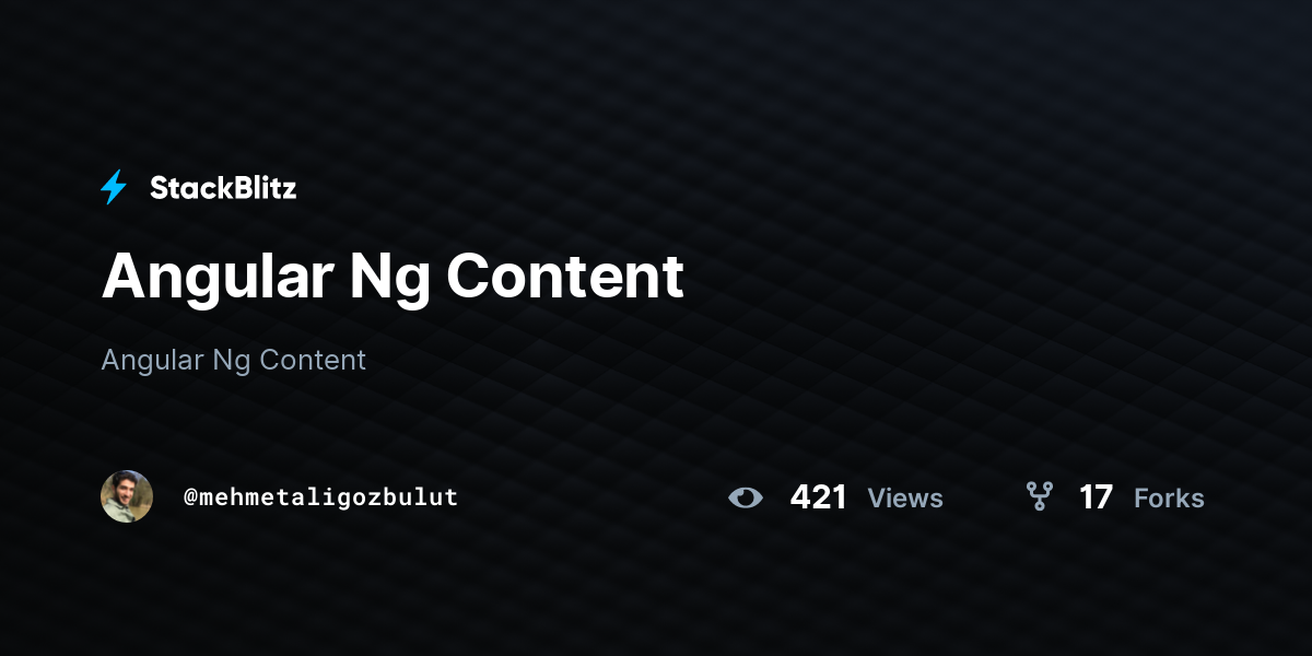 Angular Ng Content - StackBlitz