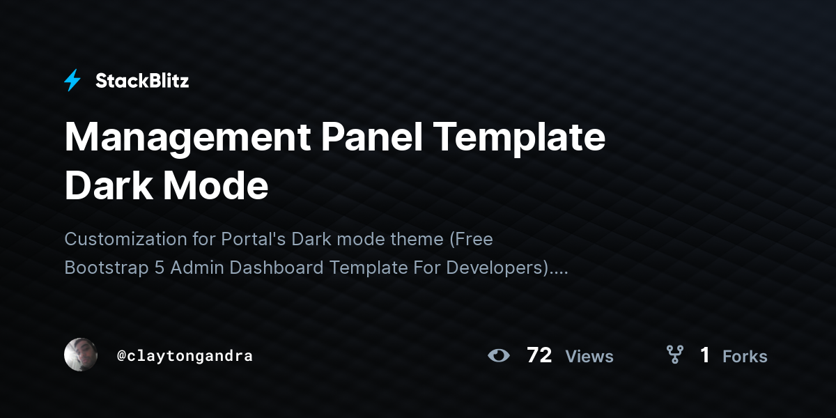 Management Panel Template Dark Mode - StackBlitz