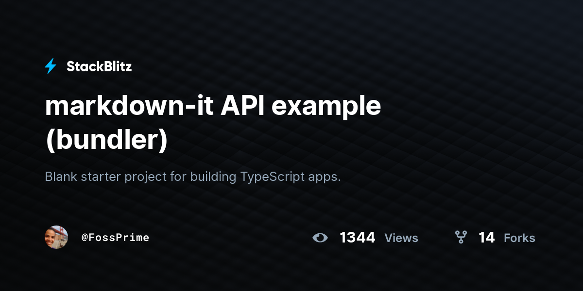 markdown-it API example (bundler) - StackBlitz