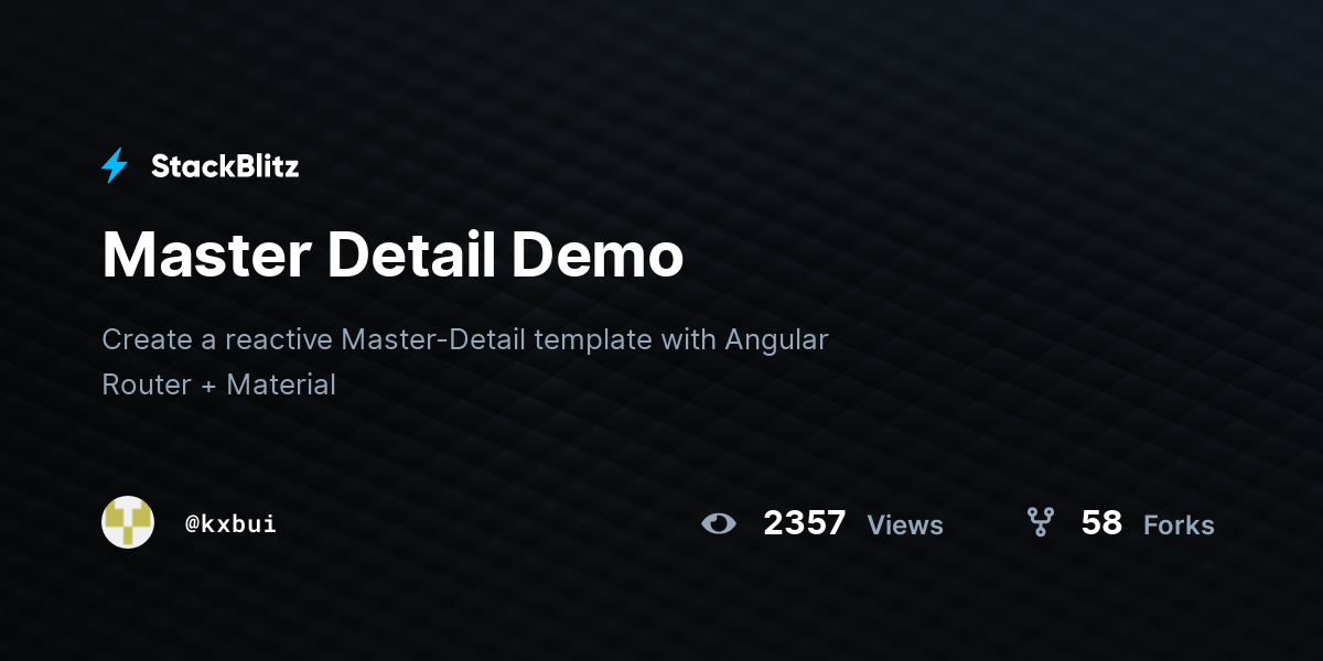 Master Detail Demo - StackBlitz