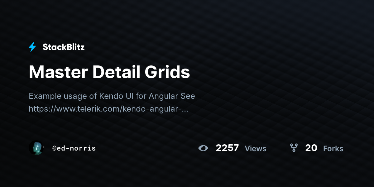 Master Detail Grids - StackBlitz