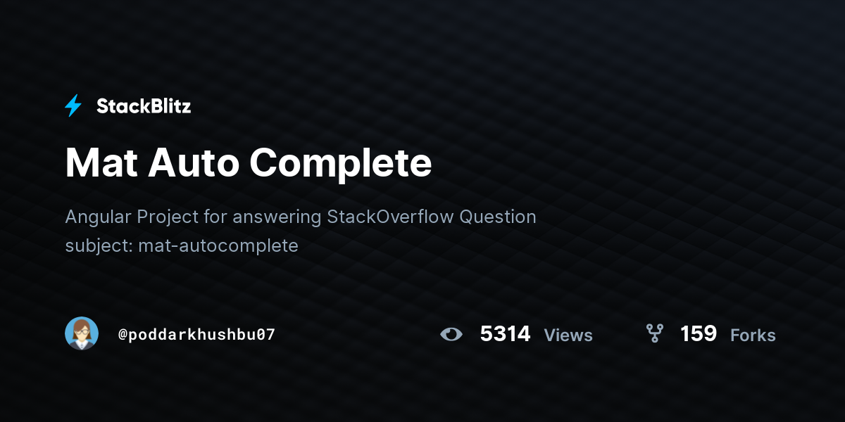 Mat Auto Complete - StackBlitz