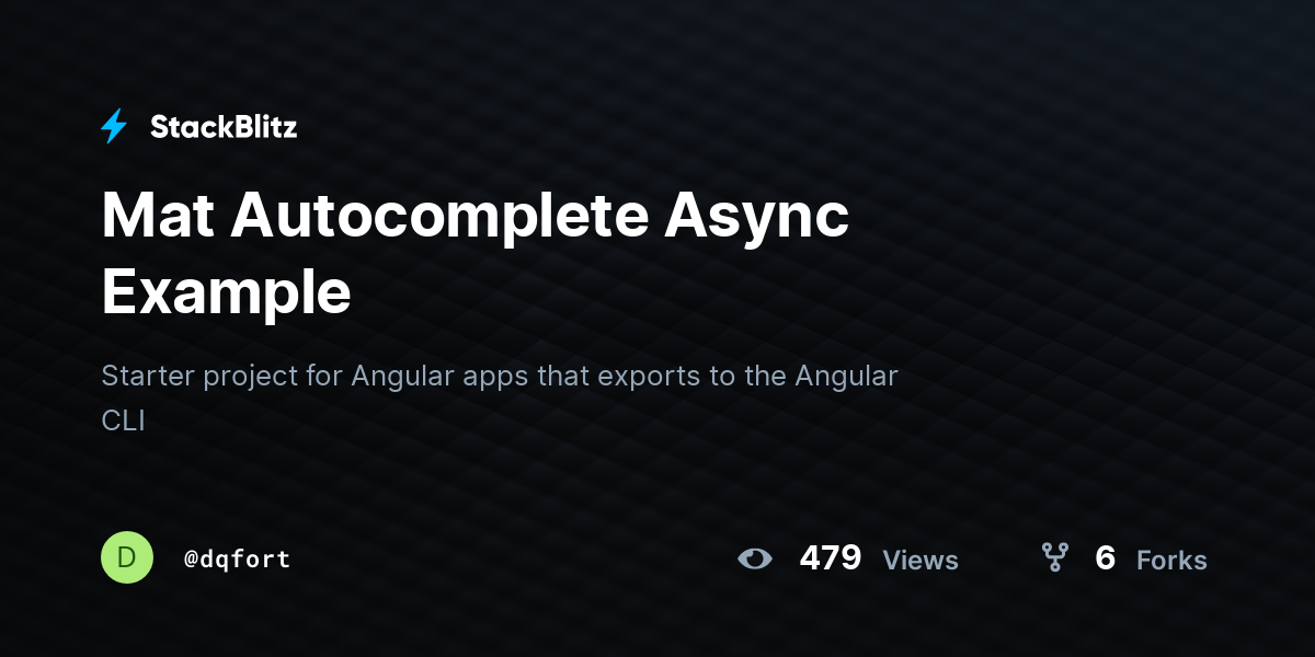 Mat Autocomplete Async Example - StackBlitz