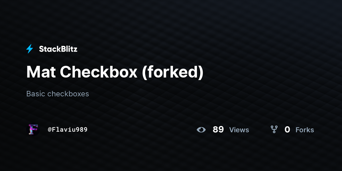 Mat Checkbox (forked) - StackBlitz