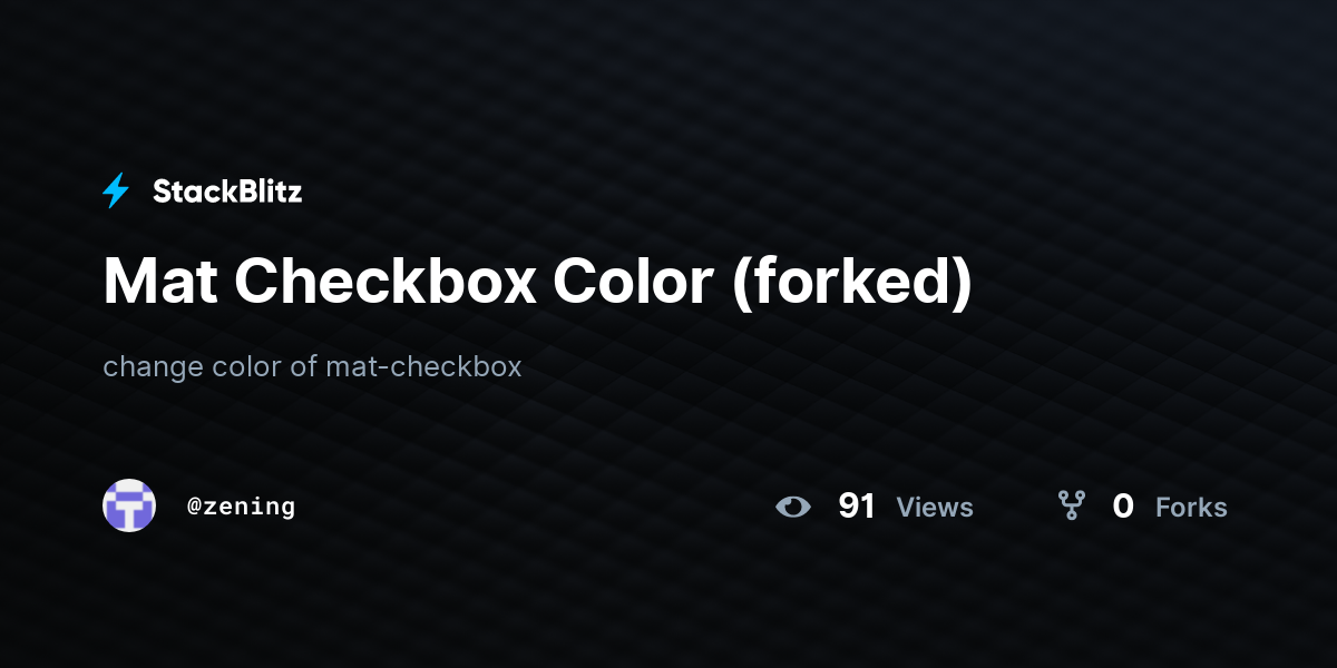 Mat Checkbox Color (forked) - StackBlitz