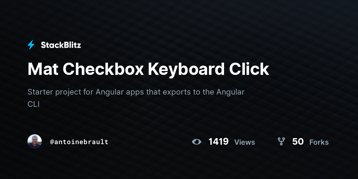 Mat Checkbox Keyboard Click - StackBlitz