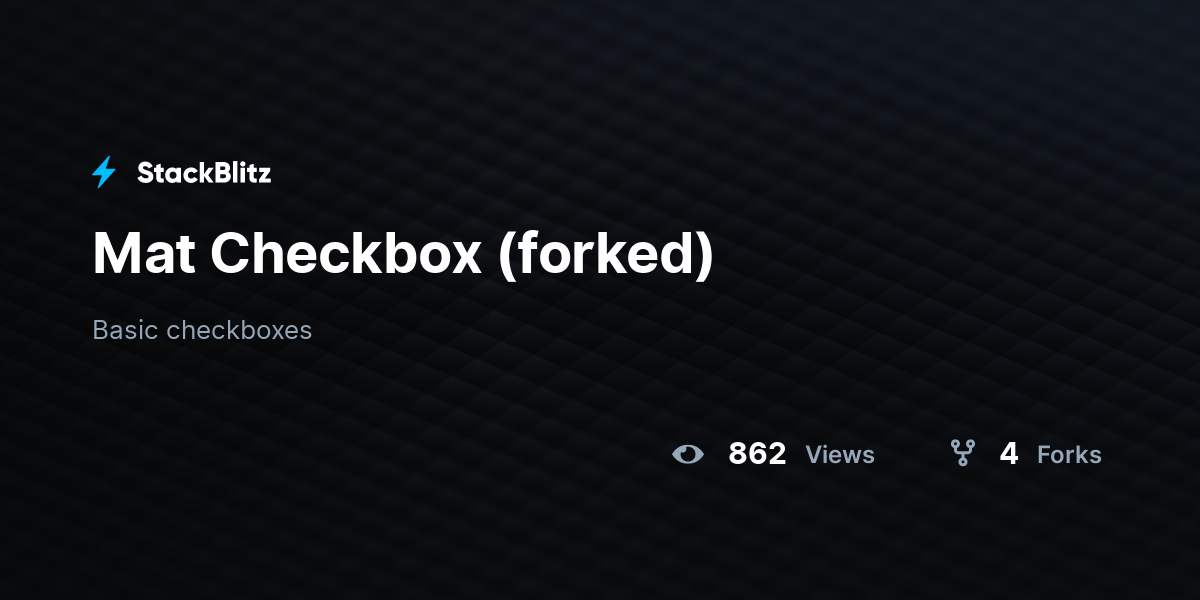 Mat Checkbox (forked) - StackBlitz