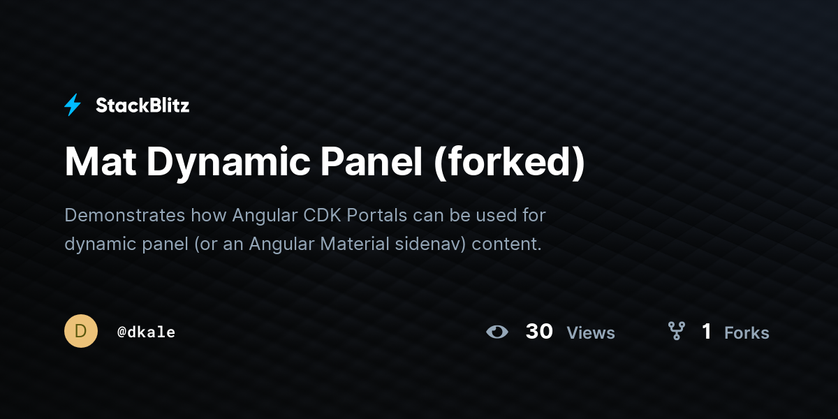 Mat Dynamic Panel (forked) - StackBlitz