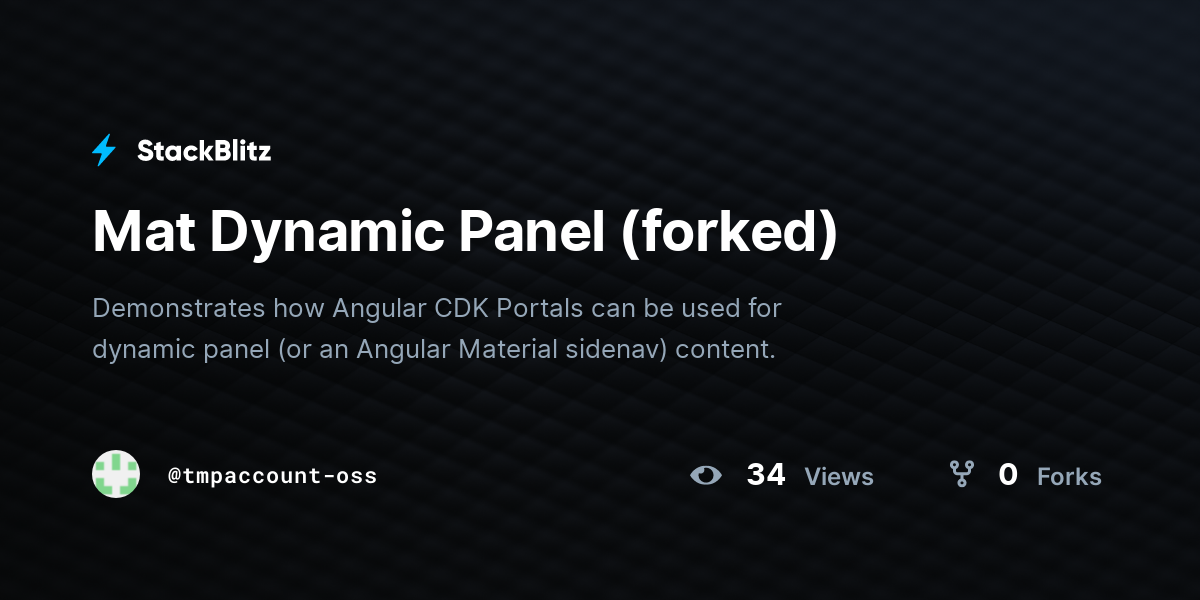 Mat Dynamic Panel (forked) - StackBlitz
