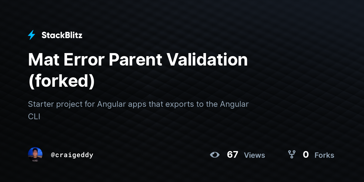 Mat Error Parent Validation (forked) - StackBlitz