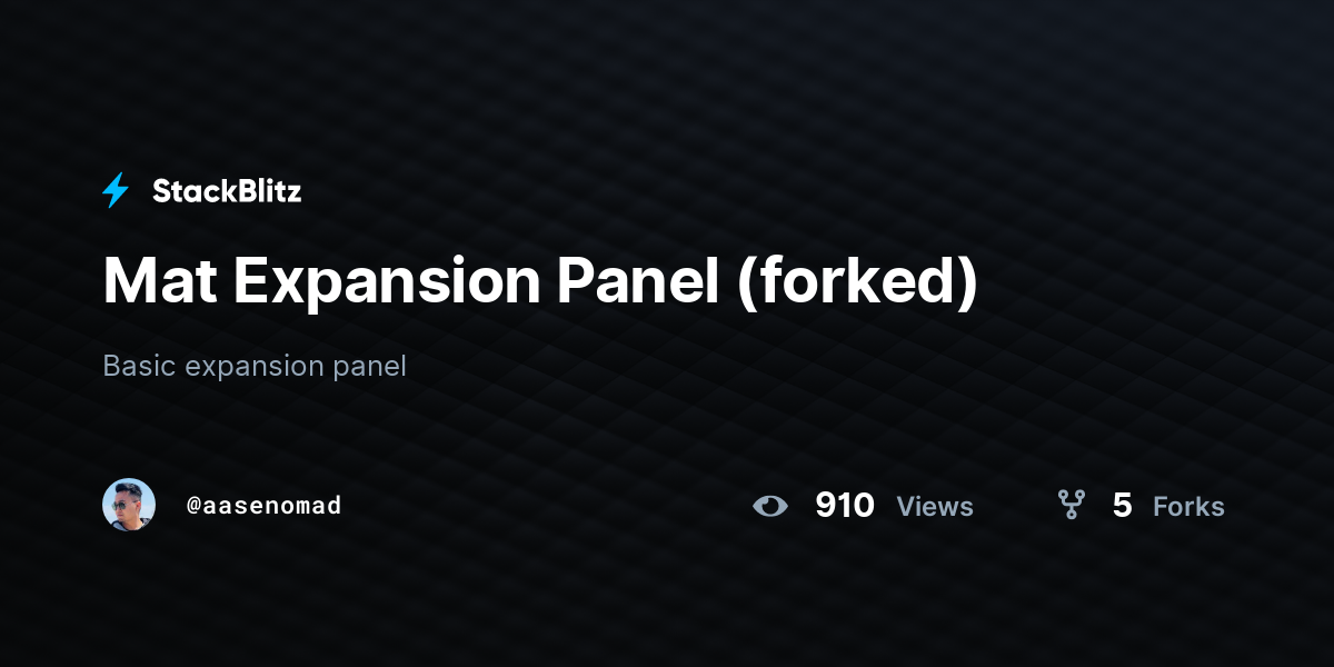 Mat Expansion Panel (forked) - StackBlitz
