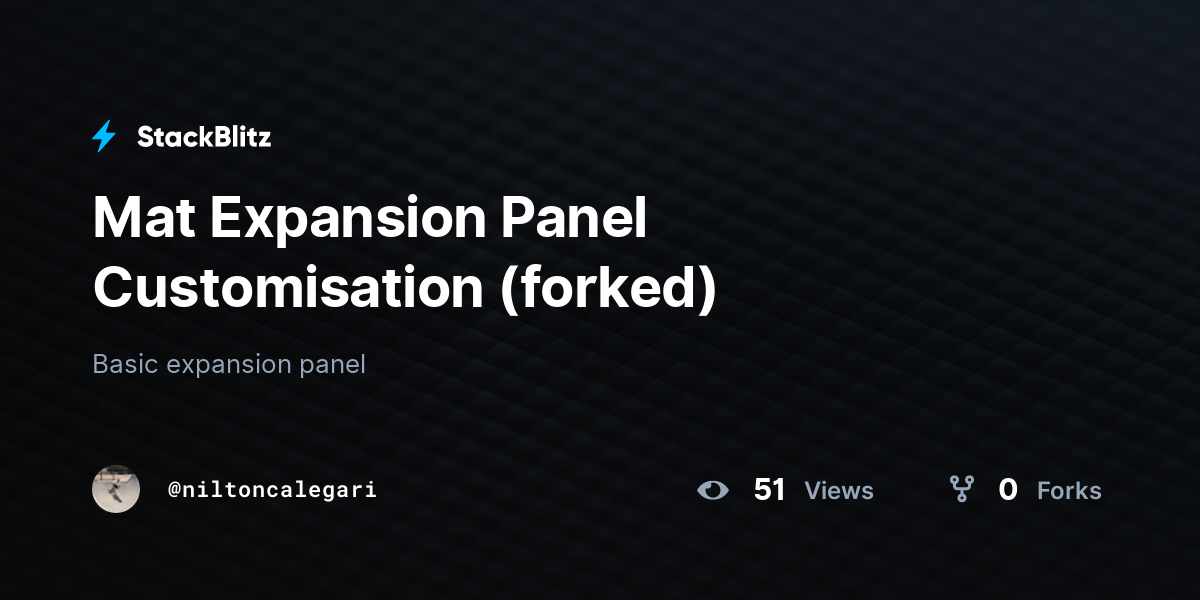 Mat Expansion Panel Customisation (forked) - StackBlitz