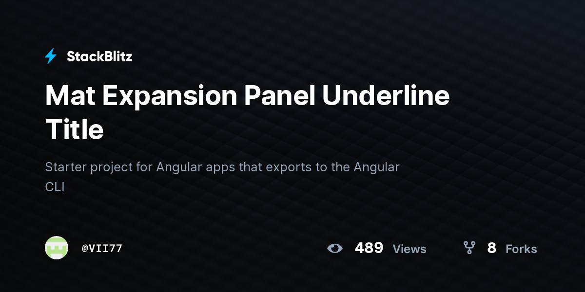 Mat Expansion Panel Underline Title - StackBlitz