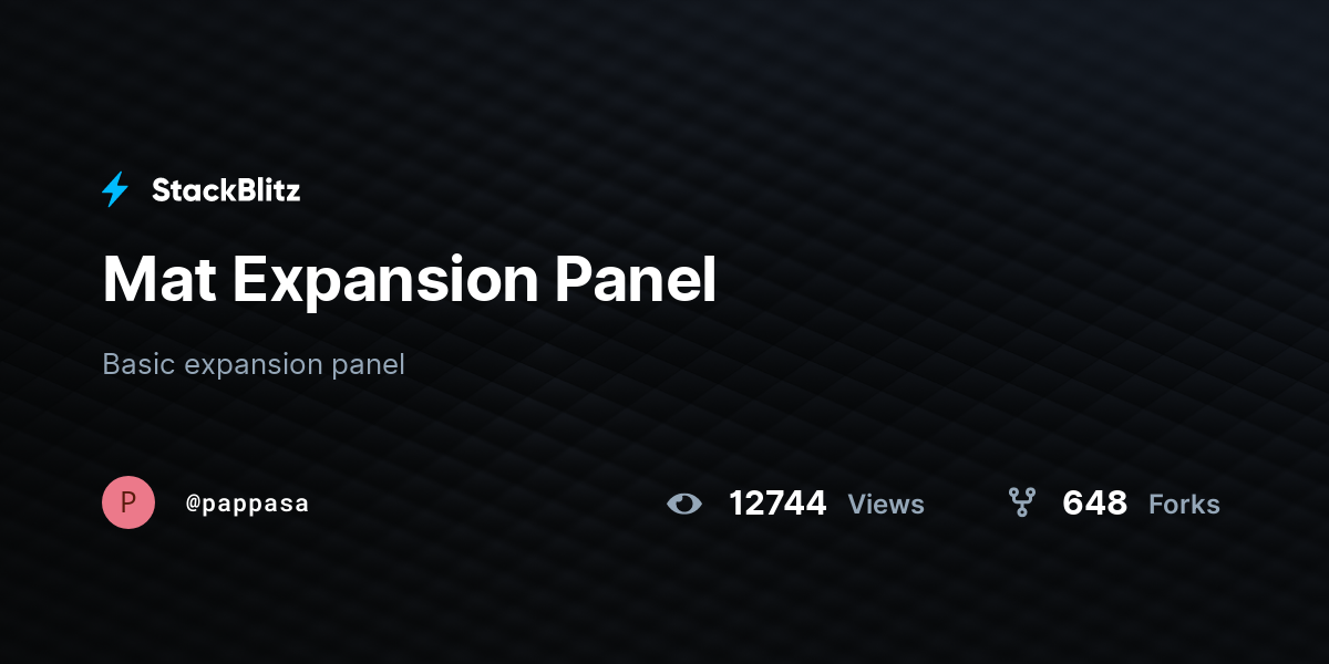 Mat Expansion Panel - StackBlitz