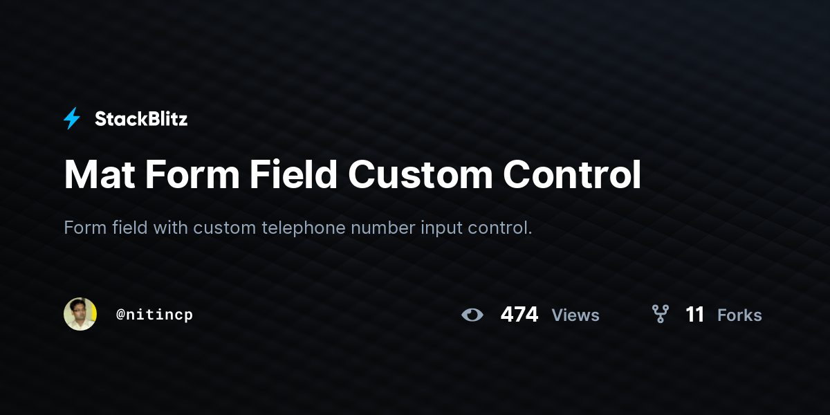 Mat Form Field Custom Control - StackBlitz