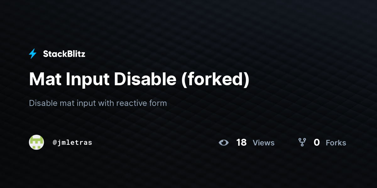 Mat Input Disable (forked) - StackBlitz