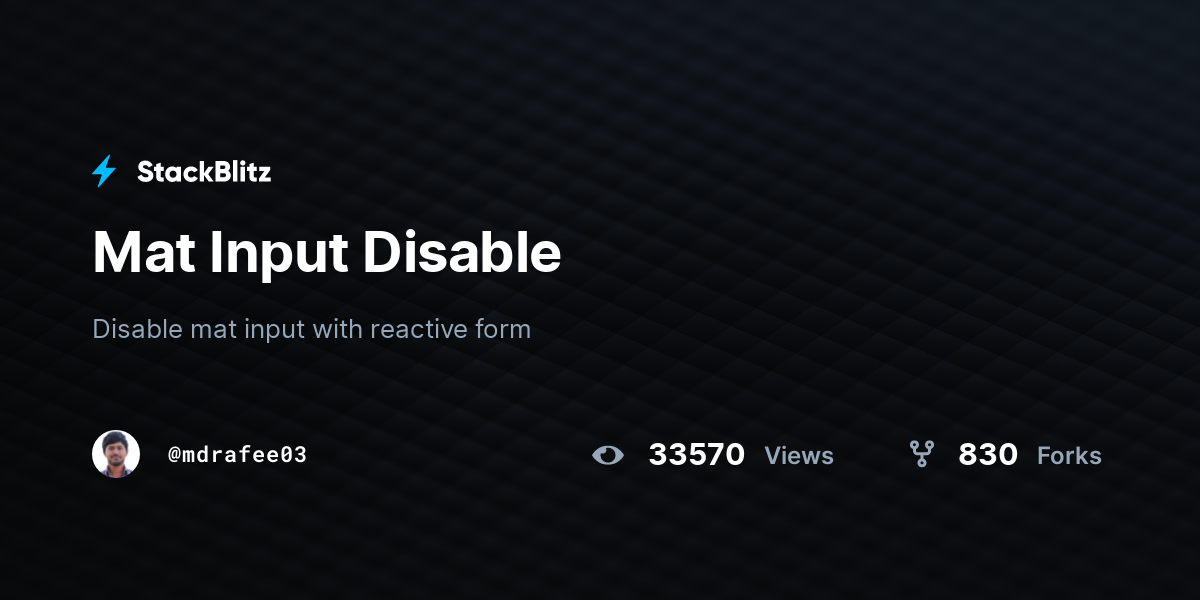 Mat Input Disable StackBlitz