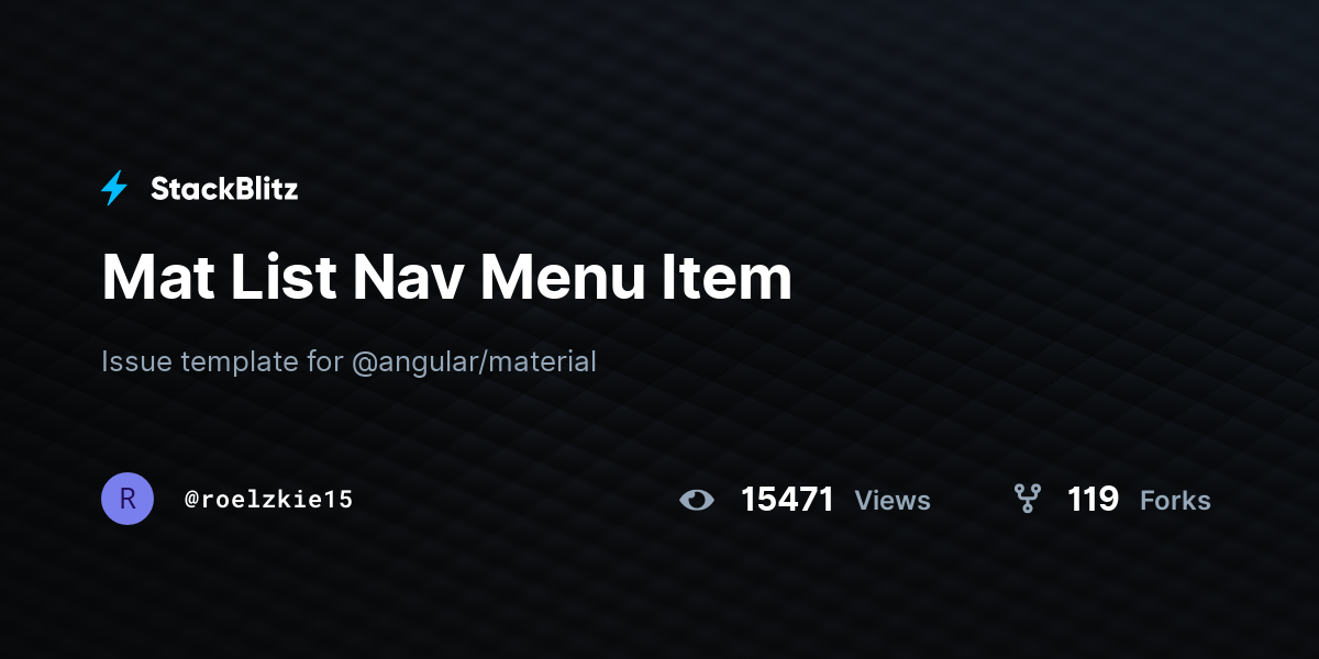 Mat List Nav Menu Item - StackBlitz