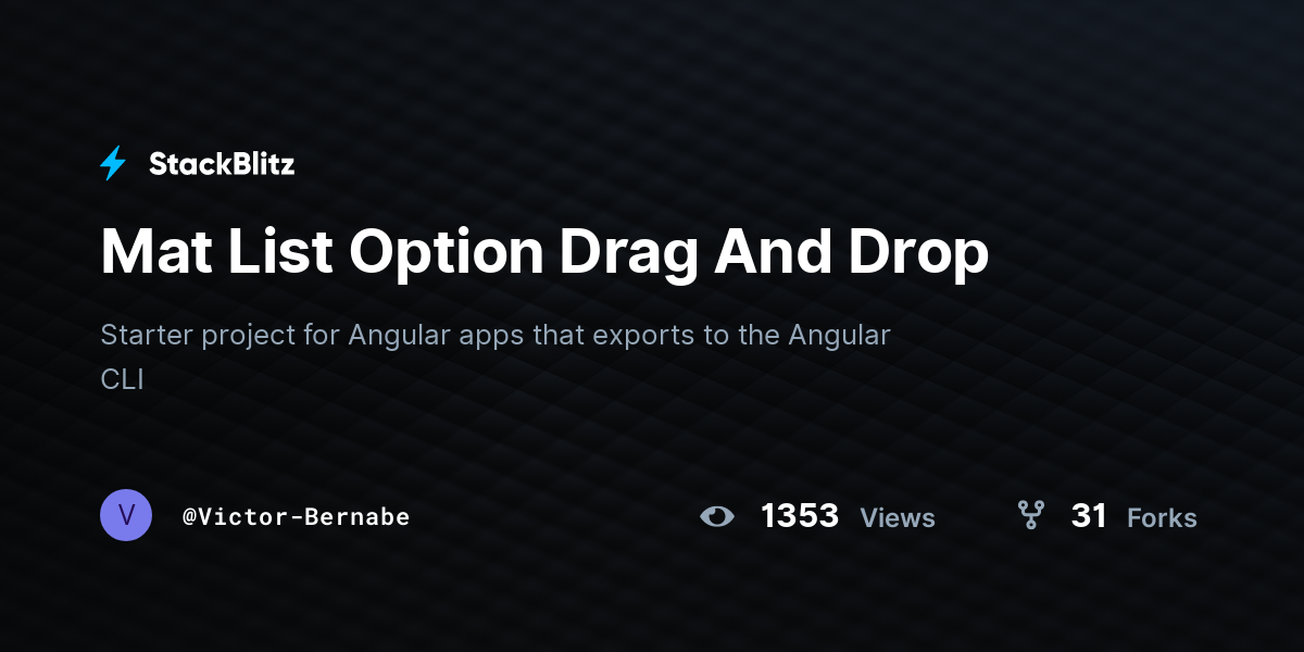 Mat List Option Drag And Drop - StackBlitz