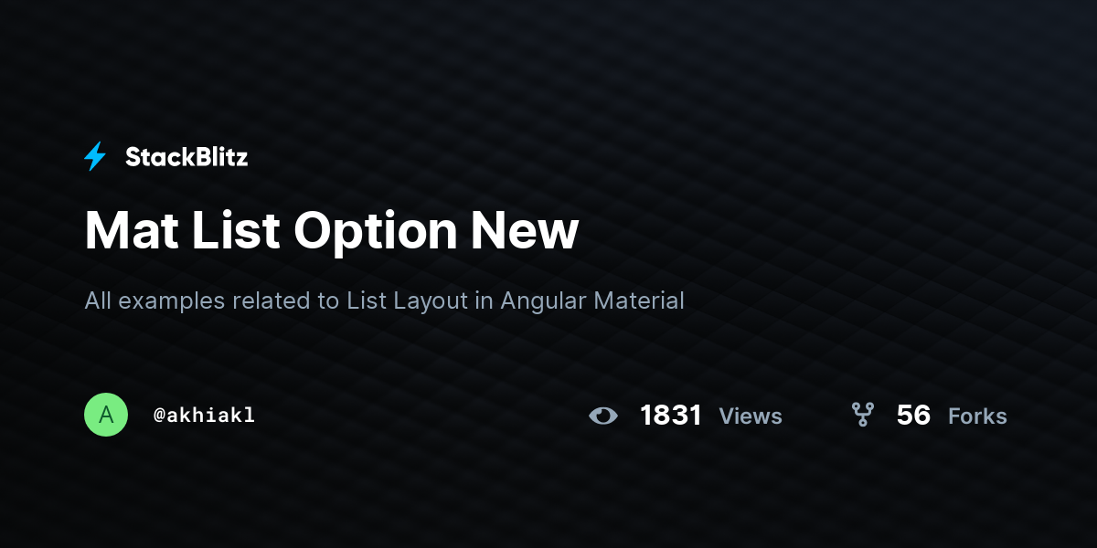 Mat List Option New StackBlitz