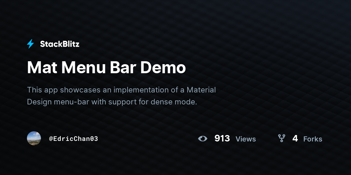 Mat Menu Bar Demo StackBlitz