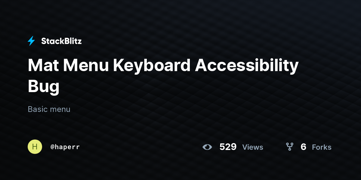 Mat Menu Keyboard Accessibility Bug - StackBlitz