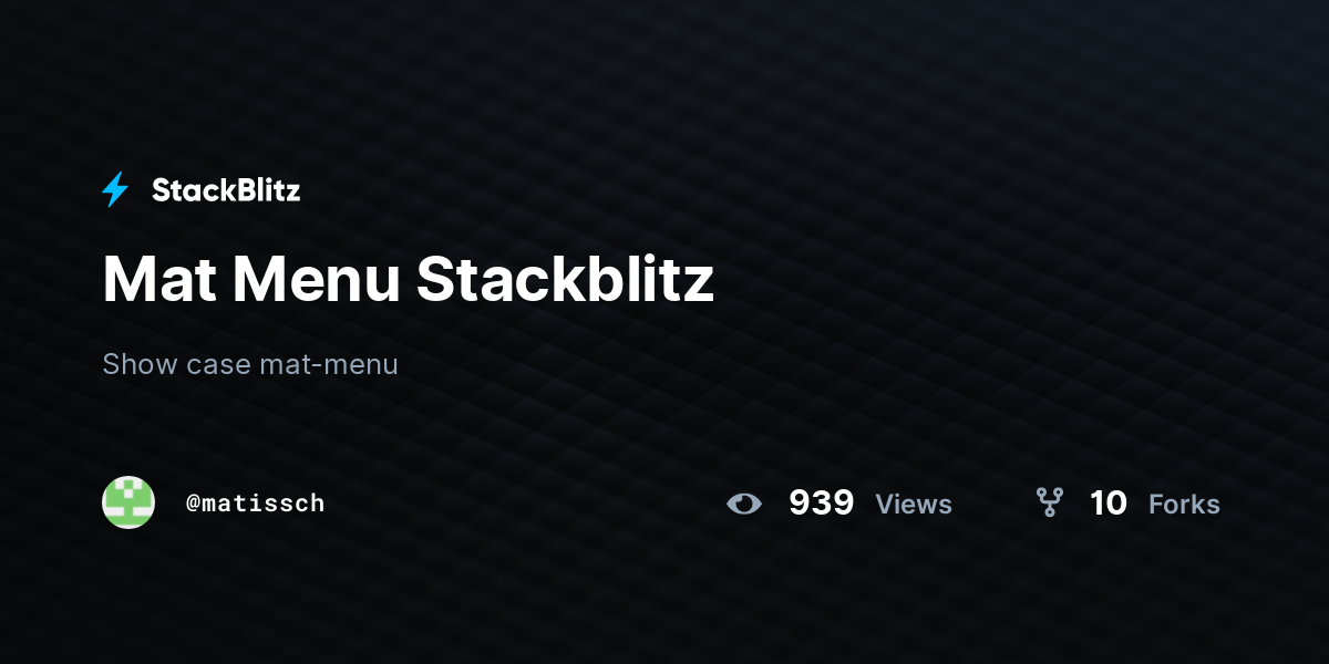 Mat Menu Stackblitz - StackBlitz
