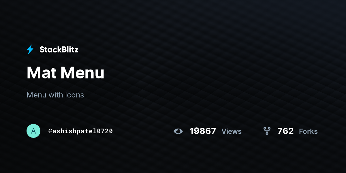 Mat Menu StackBlitz