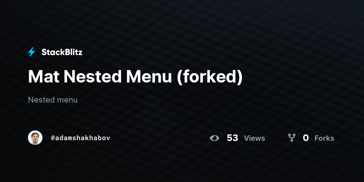 Mat Nested Menu (forked) StackBlitz