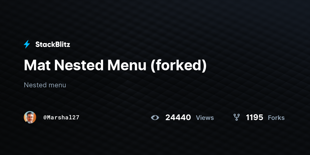 Mat Nested Menu (forked) StackBlitz