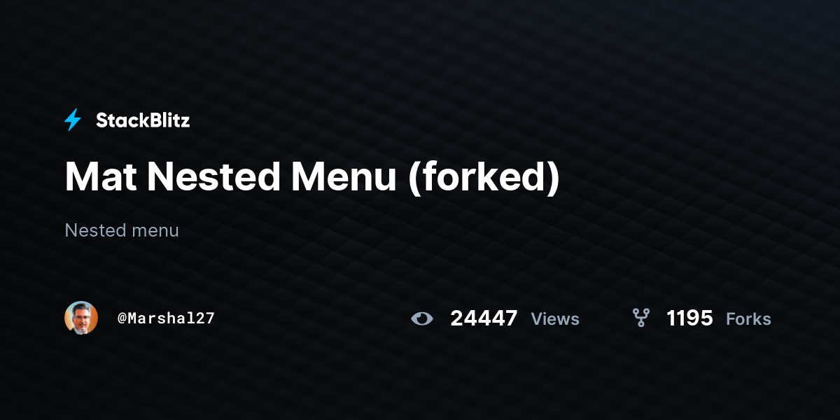 Mat Nested Menu (forked) StackBlitz