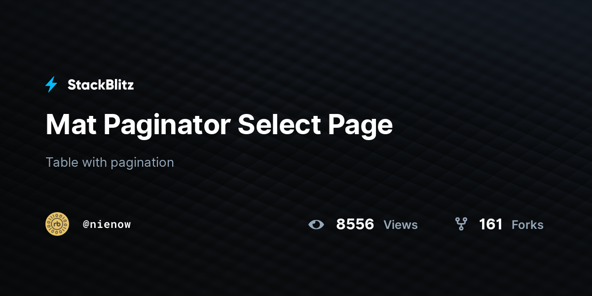 Mat Paginator Select Page StackBlitz