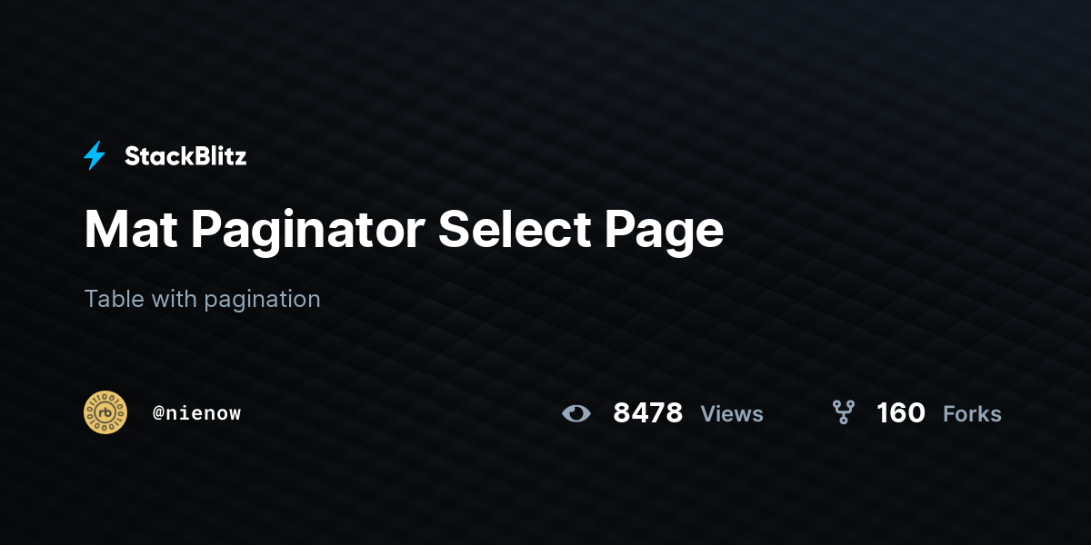 Mat Paginator Select Page StackBlitz