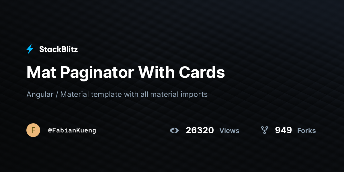 Mat Paginator With Cards - StackBlitz